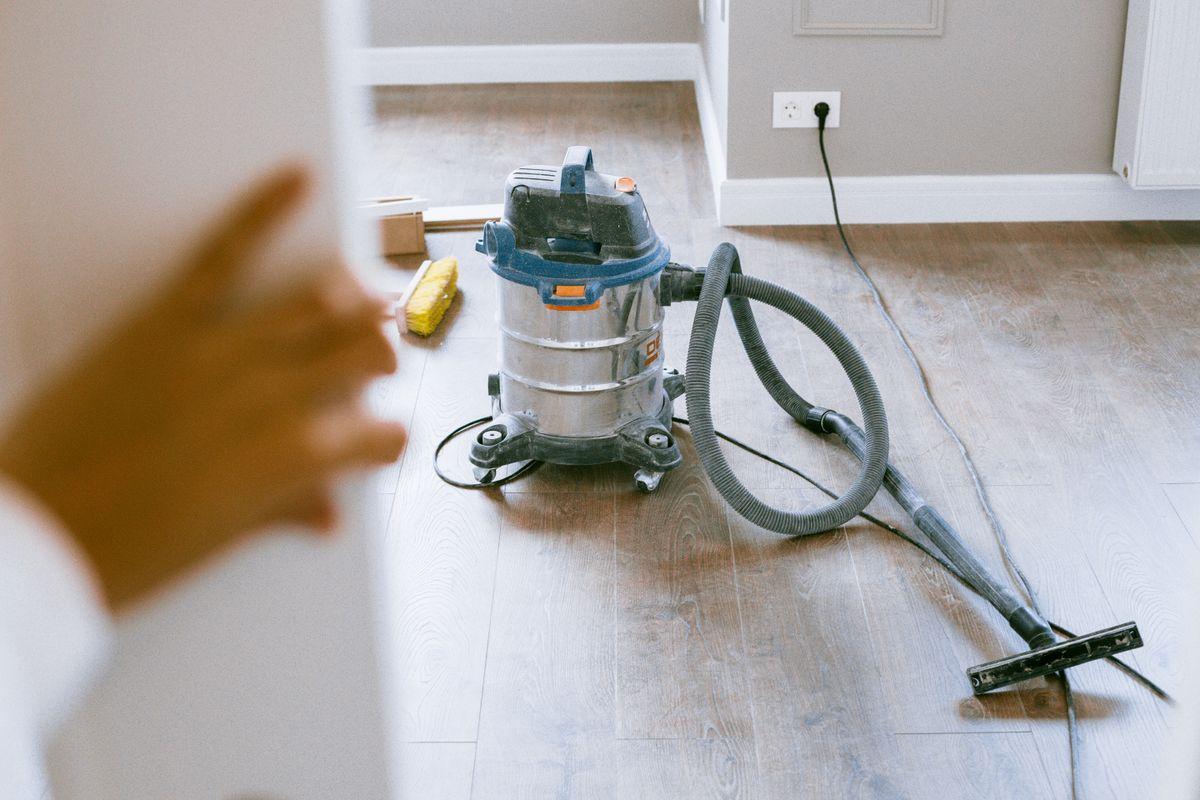 Cleaning equipment in a newly renovated room